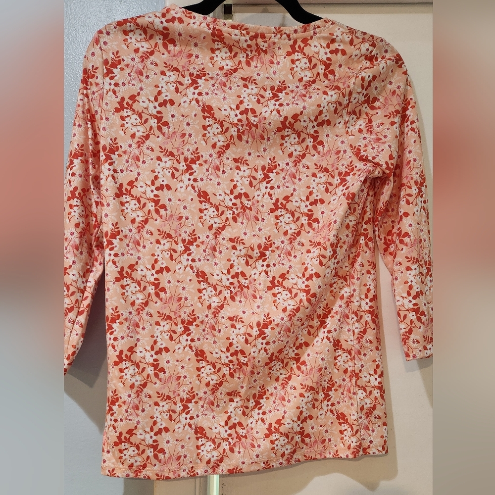 Women's L.L. Bean Floral 3/4 Sleeve, size XS-Reg NWT - Picture 6 of 8